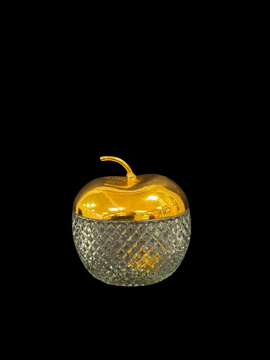 Apple Shaped Diamond Cut Crystal Sauce Jar with Ladle