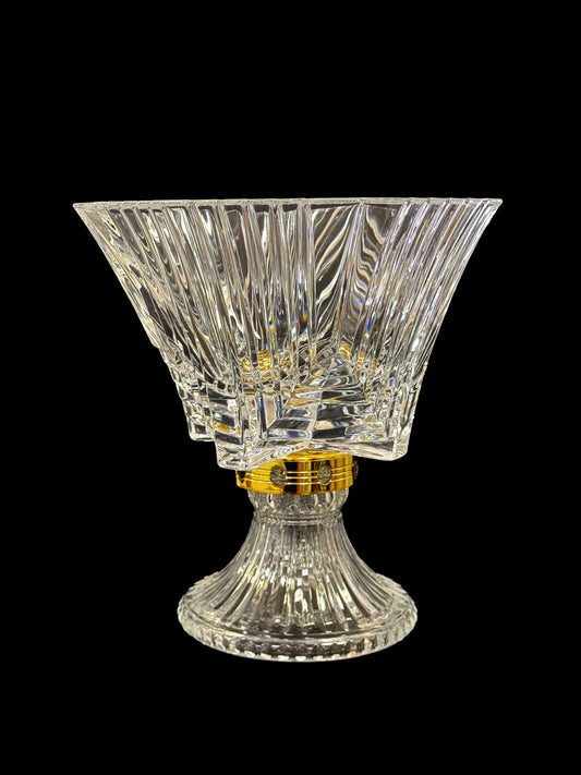 Crystal Clear Bowl & Glass Pedestal with Gold Accents