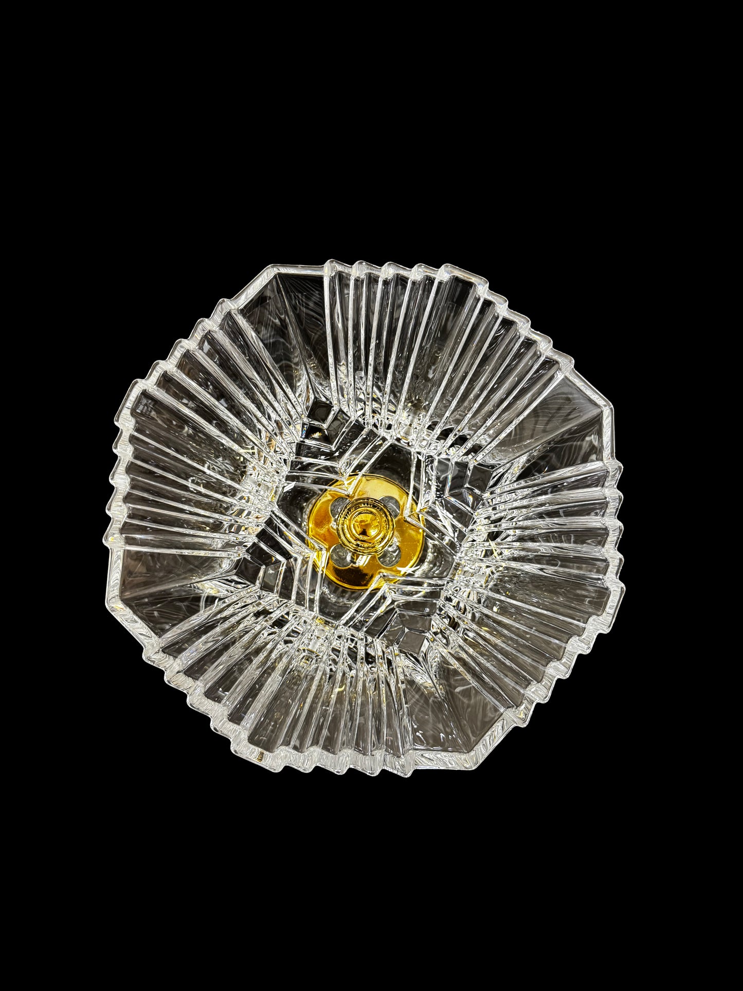 Crystal Clear Bowl & Glass Pedestal with Gold Accents