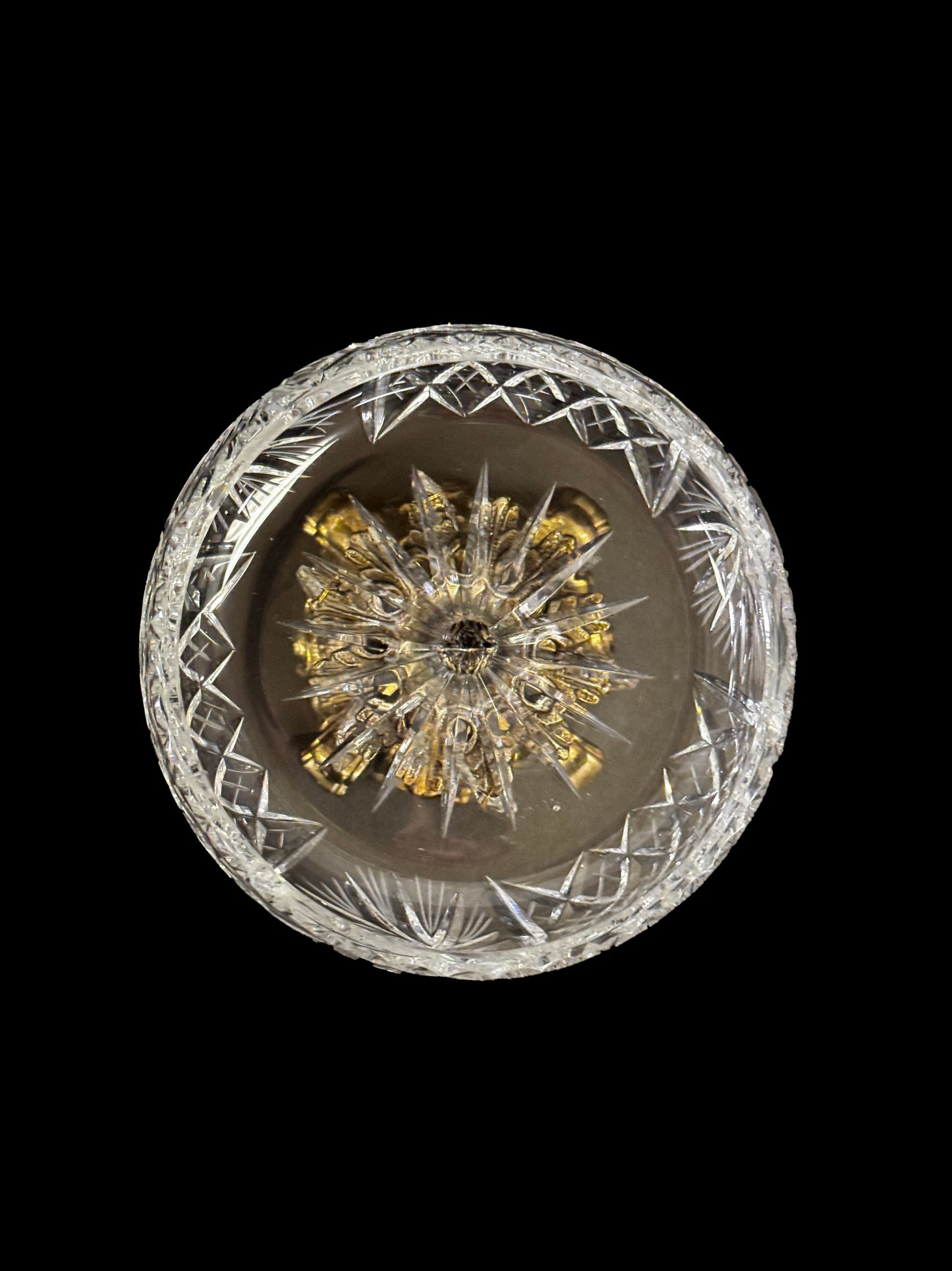 L&L Cut Crystal Bowl on Ornate Pedestal & Tear Drop Crystals