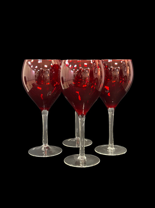 4 Art Deco Red Wine Glasses