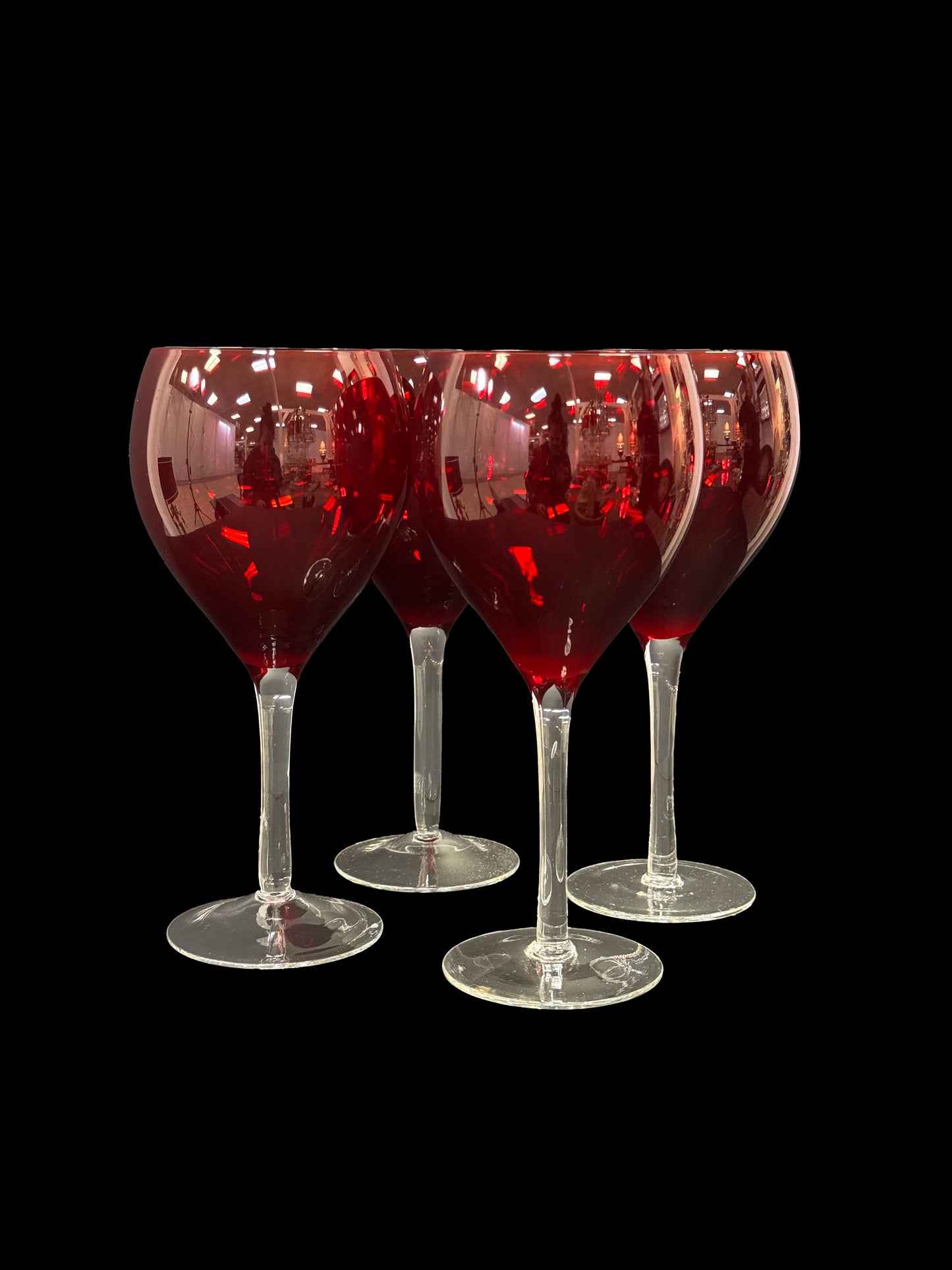 4 Art Deco Red Wine Glasses