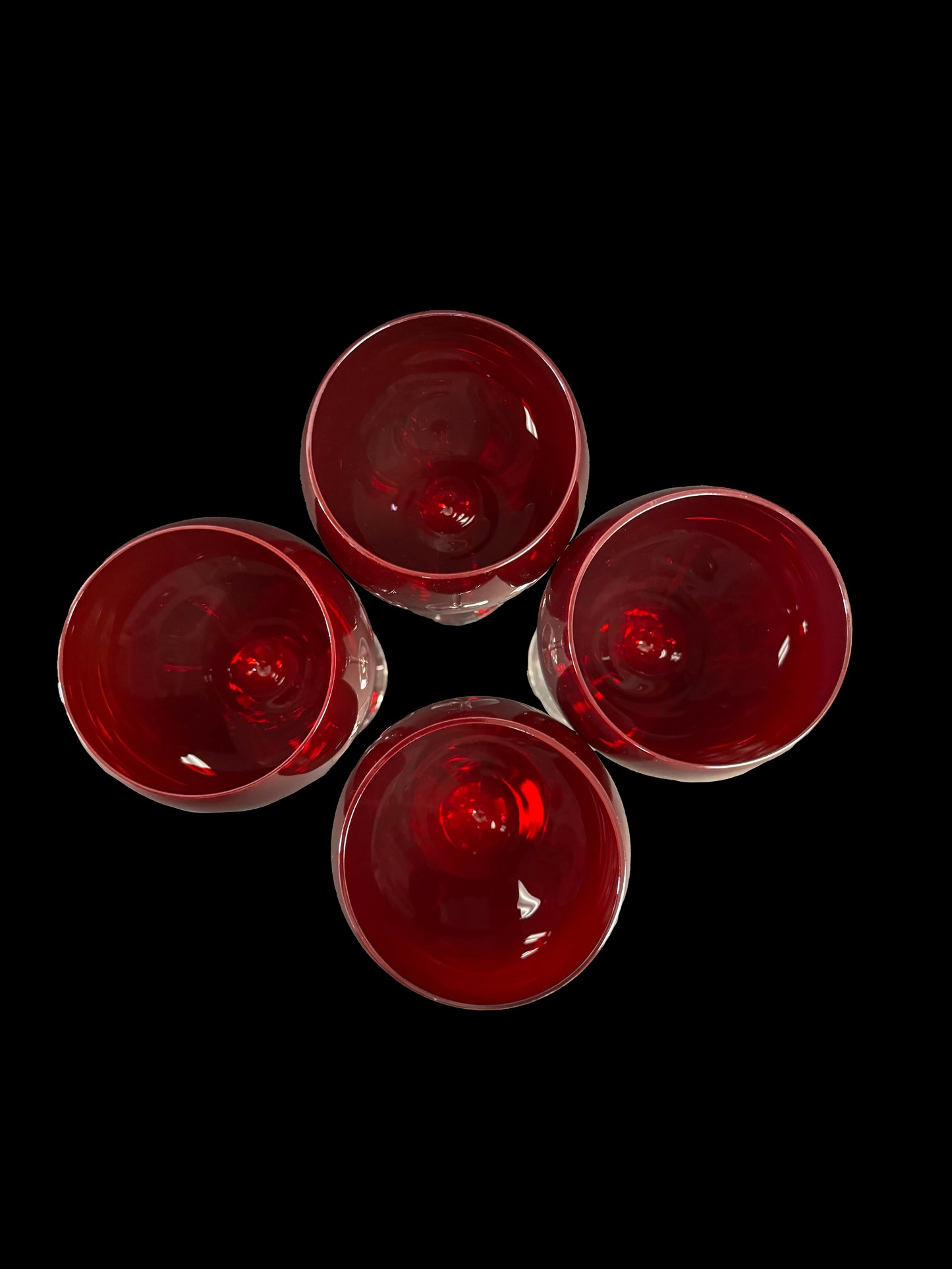 4 Art Deco Red Wine Glasses